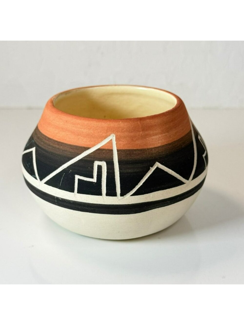 Vintage Ute Mountain Tribe Pottery Bowl M Talk Signed Native American Southwest